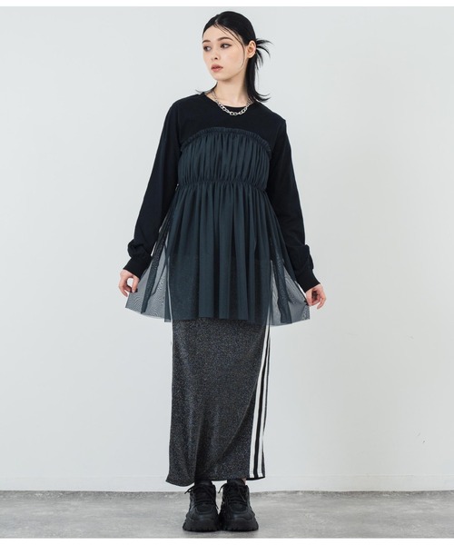 ANAP(アナップ)の「チュールドッキングロンT(Tシャツ/カットソー・レディース・ホワイト/ブラック・FREE)」の20枚目の写真