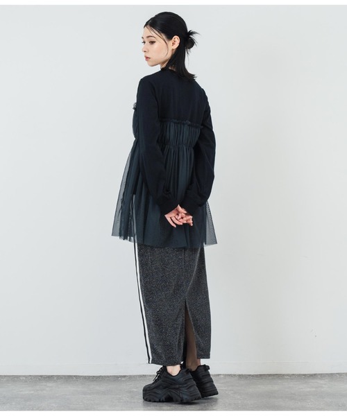 ANAP(アナップ)の「チュールドッキングロンT(Tシャツ/カットソー・レディース・ホワイト/ブラック・FREE)」の18枚目の写真