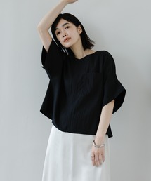 【Et】Front Pocket Big Cuff Blouse