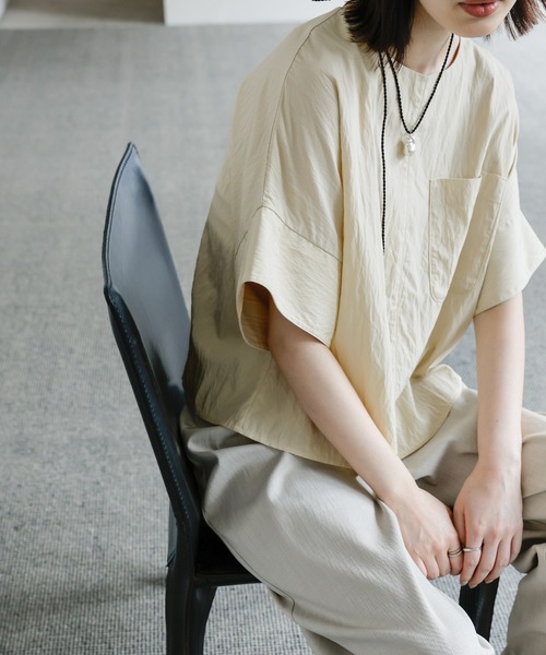 select MOCA Et（セレクトモカエト）の「【Et】Front Pocket Big Cuff Blouse（シャツ/ブラウス・レディース・ブラック/ベージュ・FREE）」の14枚目の写真
