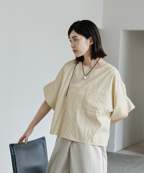 select MOCA Et（セレクトモカエト）の「【Et】Front Pocket Big Cuff Blouse（シャツ/ブラウス・レディース・ブラック/ベージュ・FREE）」の13枚目の写真