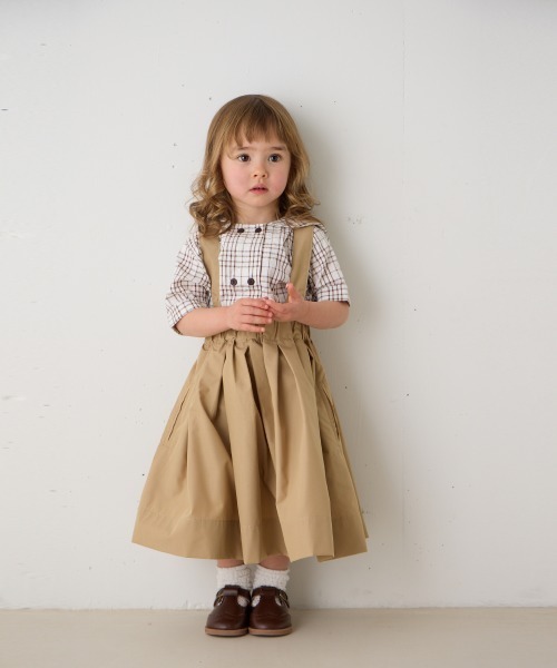 riziere（リジェール）の「サス付きハイウエストギャザースカート（スカート・キッズ・ベージュ/ブラック/ブラウン・110/100/90/120/150/140/130）」の16枚目の写真
