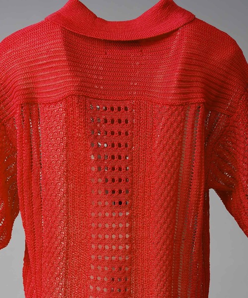 MAISON SPECIAL(メゾンスペシャル)の「《UNISEX》Prime-Over Short Sleeve Knit Shirt/プライムオーバーショートスリーブニットシャツ【MAISON SPECIAL/メゾンスペシャル】(ニット/セーター・メンズ・アイボリー/ブラック/レッド・2/1)」の5枚目の写真