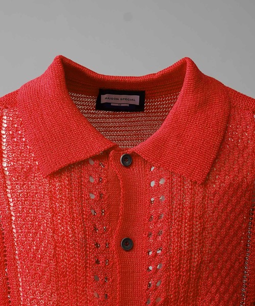 UNISEX》Slub Yarn Bias Mesh Prime-Over Short Sleeve Skipper