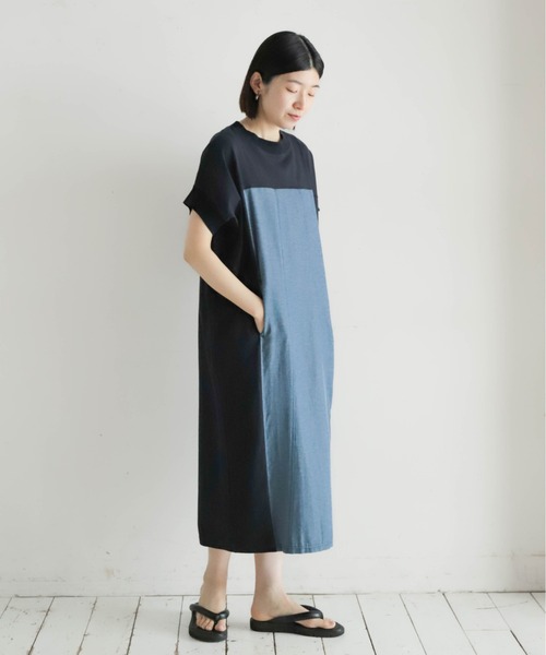 NOMBRE IMPAIR(ノンブルアンペール)の「TCカットコンビ リブ付キバンザイワンピース(ワンピース・レディース・ブラック/ネイビー・FREE)」の10枚目の写真