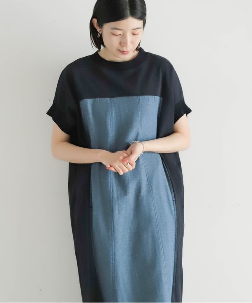 NOMBRE IMPAIR(ノンブルアンペール)の「TCカットコンビ リブ付キバンザイワンピース(ワンピース・レディース・ブラック/ネイビー・FREE)」の6枚目の写真