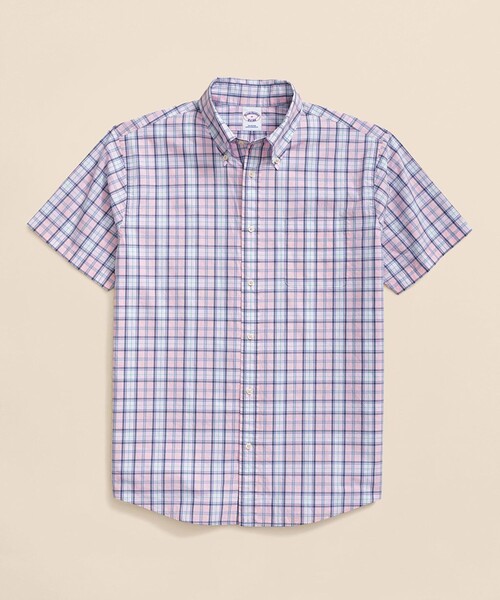 BROOKS BROTHERS(ブルックスブラザーズ)の「コットンポプリン ショートスリーブ フライデーシャツ(シャツ/ブラウス・メンズ・マルチ/ピンク系その他/ホワイト×ブルー/アクア・LARGE/MEDIUM/SMALL/X-LARGE)」の4枚目の写真