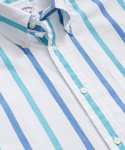 BROOKS BROTHERS(ブルックスブラザーズ)の「コットンポプリン ショートスリーブ フライデーシャツ(シャツ/ブラウス・メンズ・マルチ/ピンク系その他/ホワイト×ブルー/アクア・LARGE/MEDIUM/SMALL/X-LARGE)」の5枚目の写真