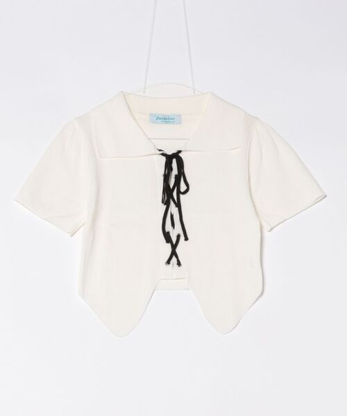 Jasmine Grandiflorum(ジャスミングランディフローラム)の「【Jasmine】レースアップショート丈半袖トップス (SS)(Tシャツ/カットソー・レディース・ブラック/ホワイト/ベージュ・FREE)」の17枚目の写真