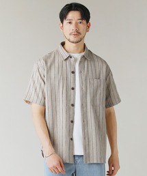 LIL VENDARS | Buyer's Select/綿麻オーバーサイズレギュラーカラーストライプ半袖シャツ(シャツ/ブラウス)