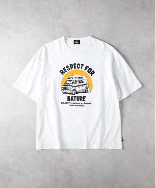 CAMP7（キャンプセブン）の「【CAMP7】グラフィックプリントＴシャツ（Tシャツ/カットソー・メンズ・ブラック/ホワイト・M/L/XL）」の5枚目の写真