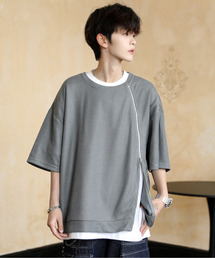 neos | 【neos】ルーズシルエット ショート丈 ZIP 切替 サーマル ハーフスリーブ カットソー(Tシャツ/カットソー)