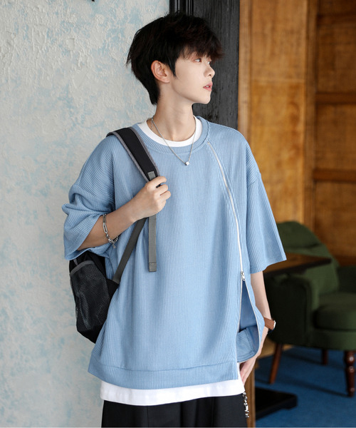 neos（ネオス）の「【neos】ルーズシルエット ショート丈 ZIP 切替 サーマル ハーフスリーブ カットソー（Tシャツ/カットソー・メンズ・ブラック/グレー/ブルー・MEDIUM/LARGE）」の10枚目の写真