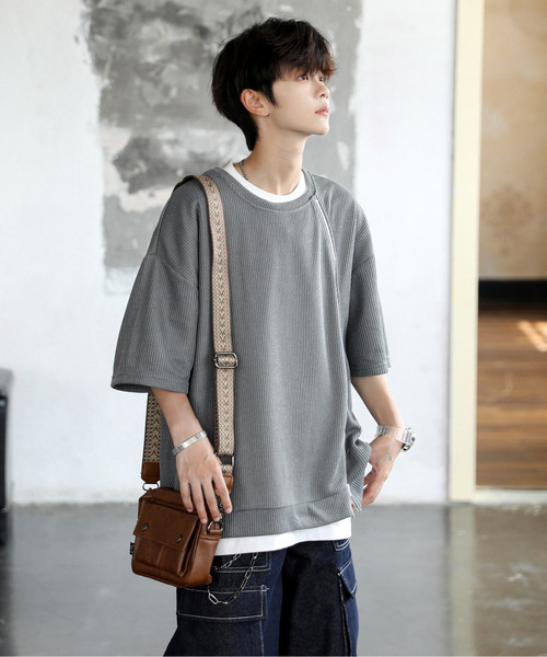 neos（ネオス）の「【neos】ルーズシルエット ショート丈 ZIP 切替 サーマル ハーフスリーブ カットソー（Tシャツ/カットソー・メンズ・ブラック/グレー/ブルー・MEDIUM/LARGE）」の17枚目の写真