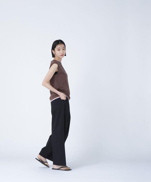 【新品】NATURAL BEAUTY BASIC　パンツスーツ　水洗い可　紺M セール】◇サマーライトリラクシーパンツ（その他パンツ
