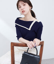 natural couture | 【WEB限定】オフショルアシメネックリブニット(ニット/セーター)