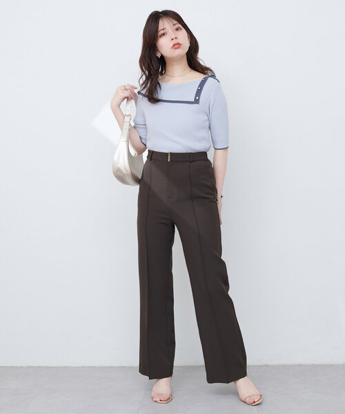 natural couture(ナチュラルクチュール)の「【WEB限定】オフショルアシメネックリブニット(ニット/セーター・レディース・サックスブルー/ネイビー/オフホワイト/ピンク・FREE)」の16枚目の写真