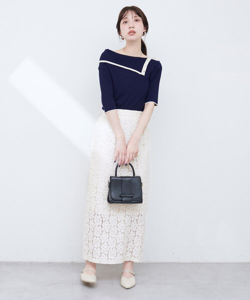 natural couture(ナチュラルクチュール)の「【WEB限定】オフショルアシメネックリブニット(ニット/セーター・レディース・サックスブルー/ネイビー/オフホワイト/ピンク・FREE)」の11枚目の写真