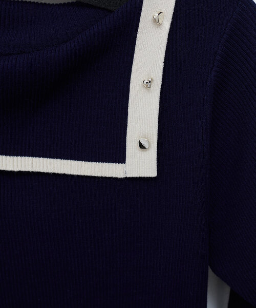 natural couture(ナチュラルクチュール)の「【WEB限定】オフショルアシメネックリブニット(ニット/セーター・レディース・サックスブルー/ネイビー/オフホワイト/ピンク・FREE)」の10枚目の写真