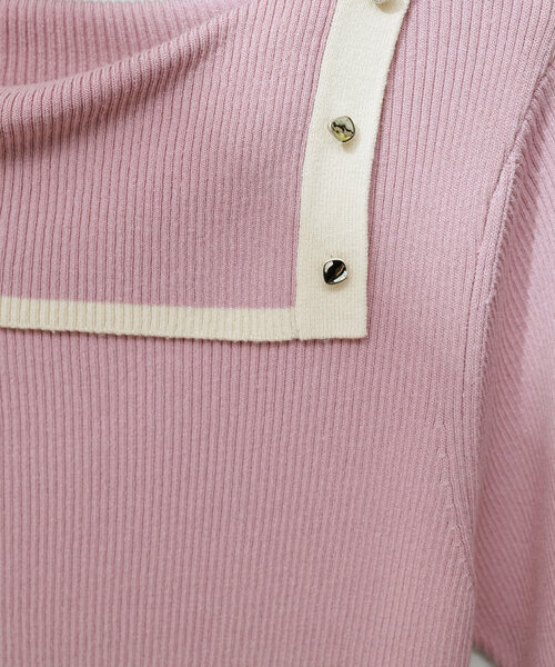 natural couture(ナチュラルクチュール)の「【WEB限定】オフショルアシメネックリブニット(ニット/セーター・レディース・サックスブルー/ネイビー/オフホワイト/ピンク・FREE)」の5枚目の写真