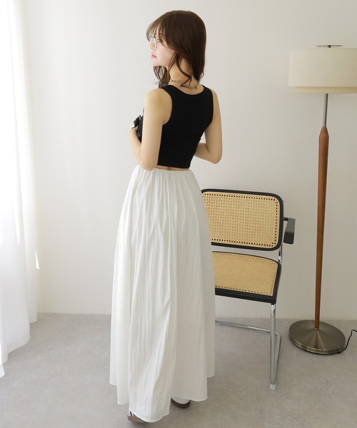 LAULEN（ローレン）の「gather long flare skirt / ギャザー フレア ロング スカート（スカート・レディース・ホワイト/ライトグレー/ブルー/ブラック・FREE）」の7枚目の写真