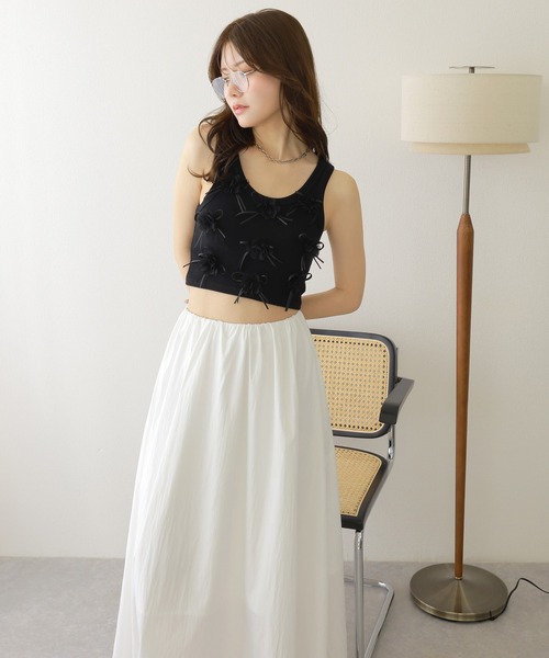 LAULEN（ローレン）の「gather long flare skirt / ギャザー フレア ロング スカート（スカート・レディース・ホワイト/ライトグレー/ブルー/ブラック・FREE）」の8枚目の写真
