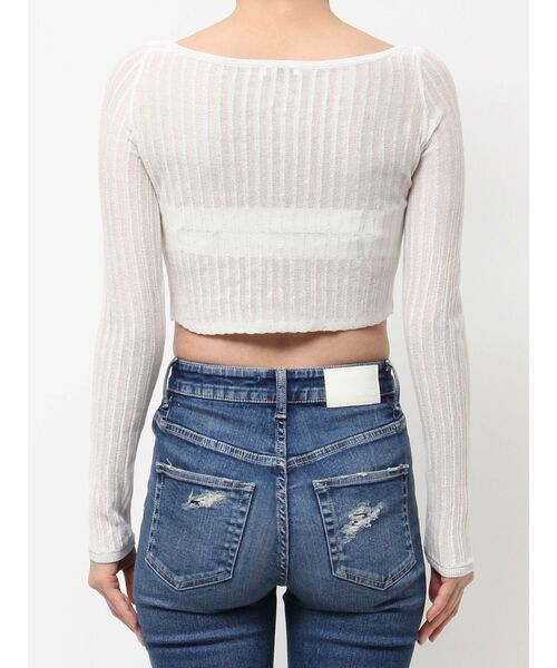 GYDA（ジェイダ）の「ラメシアーオフショルショートニットカーディガン（カーディガン/ボレロ・レディース・オフホワイト/ブラック/スカイブルー・FREE）」の12枚目の写真