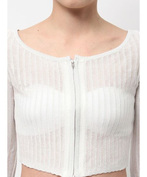 GYDA（ジェイダ）の「ラメシアーオフショルショートニットカーディガン（カーディガン/ボレロ・レディース・オフホワイト/ブラック/スカイブルー・FREE）」の13枚目の写真