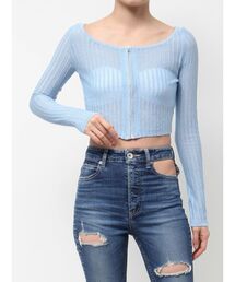 GYDA | ラメシアーオフショルショートニットカーディガン(カーディガン/ボレロ)