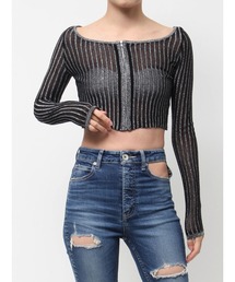 GYDA | ラメシアーオフショルショートニットカーディガン(カーディガン/ボレロ)