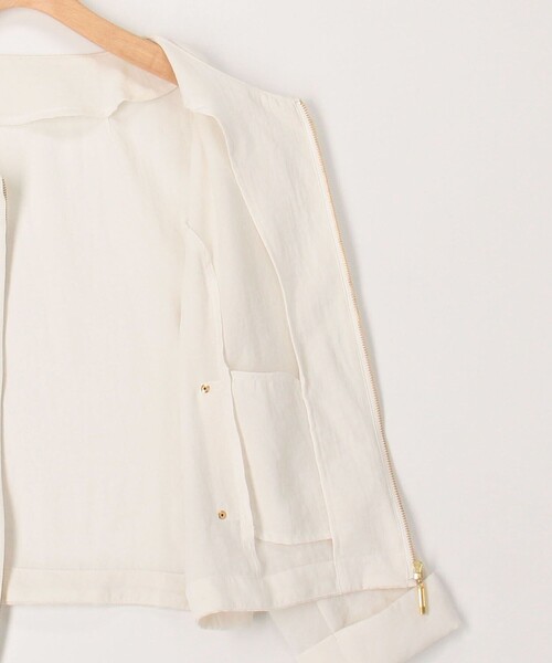 MICO COULIER（ミコクリエ）の「ポリワッシャーカルゼZIPアップジャケット（ブルゾン・レディース・オフホワイト/チャコールグレー/ベージュ・38）」の14枚目の写真