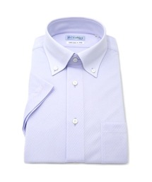 WEB限定【完全ノーアイロン】半袖 アイシャツ ボタンダウン ストレッチ 織柄無地 i-shirt 春夏