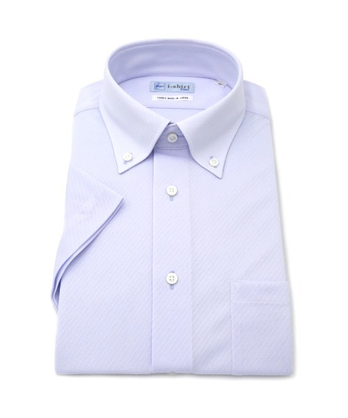 HARUYAMA(ハルヤマ)の「WEB限定【完全ノーアイロン】半袖 アイシャツ ボタンダウン ストレッチ 織柄無地 i-shirt 春夏(ビジネスシャツ・メンズ・ホワイト/ライトグレー/サックスブルー・S/M/L/LL/3L)」の3枚目の写真