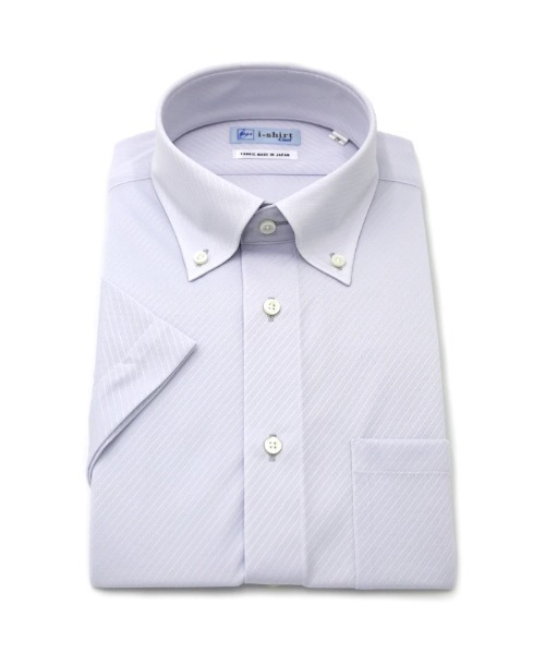 HARUYAMA(ハルヤマ)の「WEB限定【完全ノーアイロン】半袖 アイシャツ ボタンダウン ストレッチ 織柄無地 i-shirt 春夏(ビジネスシャツ・メンズ・ホワイト/ライトグレー/サックスブルー・S/M/L/LL/3L)」の2枚目の写真