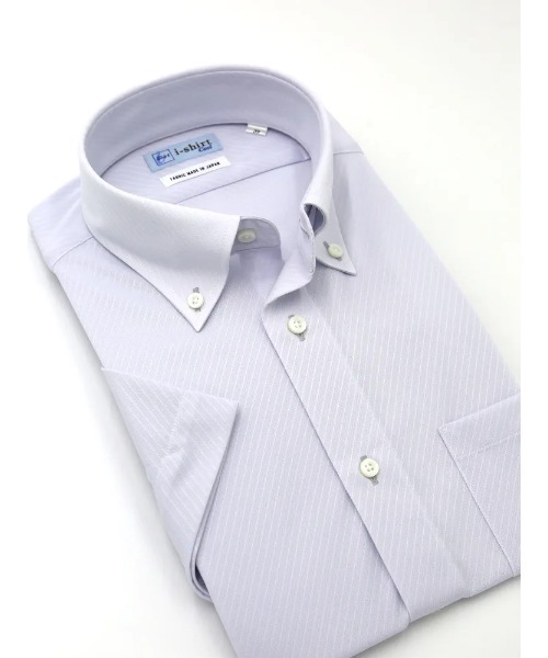 HARUYAMA(ハルヤマ)の「WEB限定【完全ノーアイロン】半袖 アイシャツ ボタンダウン ストレッチ 織柄無地 i-shirt 春夏(ビジネスシャツ・メンズ・ホワイト/ライトグレー/サックスブルー・S/M/L/LL/3L)」の6枚目の写真