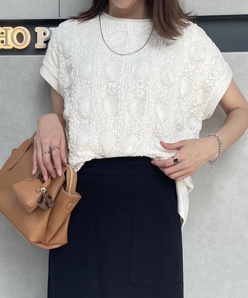 tシャツ レースジャガードプルオーバー レディース ikka（イッカ）の「【コスパ最強1990円(税抜)】レースジャガード