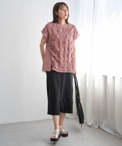 ikka(イッカ)の「レースジャガード切り替えプルオーバー(Tシャツ/カットソー・レディース・ネイビー/オフホワイト/ピンク/グリーン・S/M/L)」の19枚目の写真