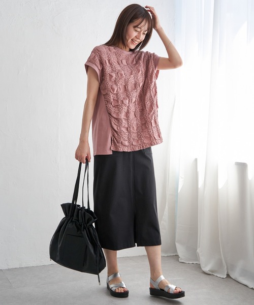 tシャツ M2281 ジャガードインレイワイドプルオーバー レディース セール】M2281 ジャガードインレイワイドプルオーバー（Tシャツ