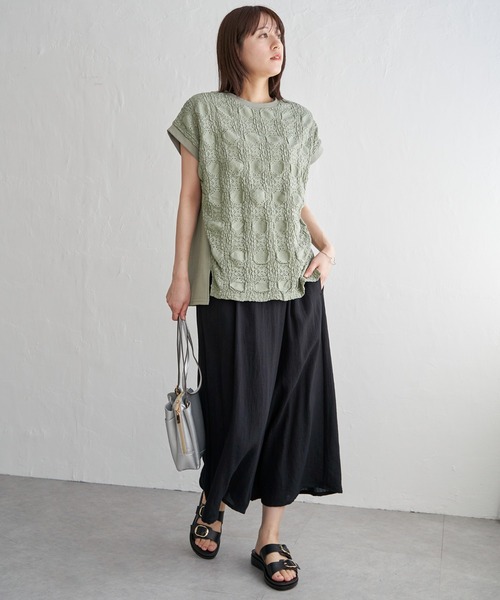 tシャツ レースジャガードプルオーバー レディース ikka（イッカ）の「【コスパ最強1990円(税抜)】レースジャガード