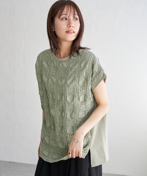 tシャツ レースジャガードプルオーバー レディース ikka（イッカ）の「【コスパ最強1990円(税抜)】レースジャガード