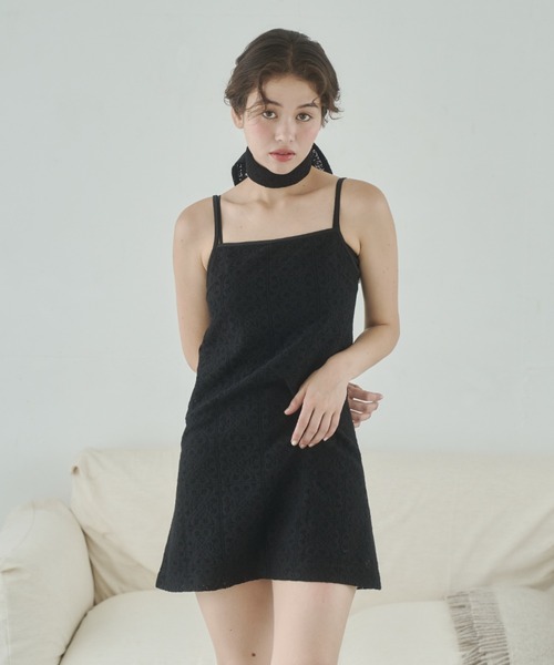 REMOON(リムーン)の「レースキャミワンピースセット(ワンピース・レディース・ブラック/ホワイト・FREE)」の3枚目の写真