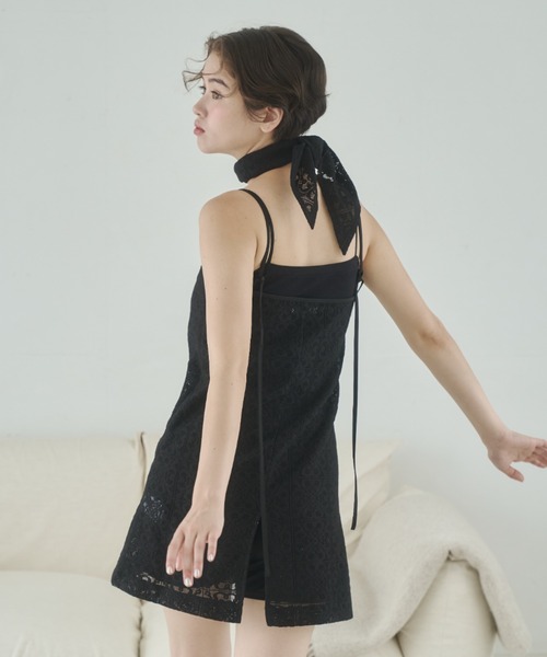 REMOON(リムーン)の「レースキャミワンピースセット(ワンピース・レディース・ブラック/ホワイト・FREE)」の7枚目の写真