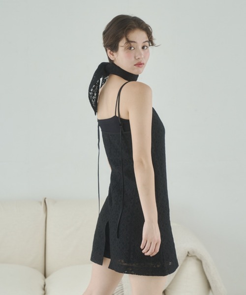 REMOON(リムーン)の「レースキャミワンピースセット(ワンピース・レディース・ブラック/ホワイト・FREE)」の4枚目の写真