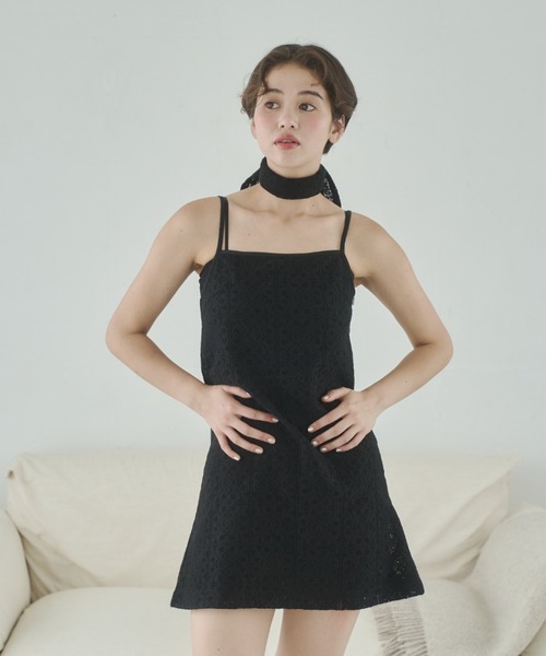 REMOON(リムーン)の「レースキャミワンピースセット(ワンピース・レディース・ブラック/ホワイト・FREE)」の5枚目の写真