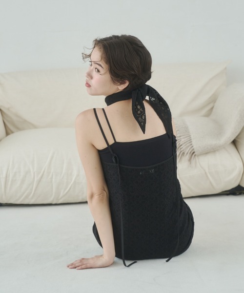 REMOON(リムーン)の「レースキャミワンピースセット(ワンピース・レディース・ブラック/ホワイト・FREE)」の8枚目の写真