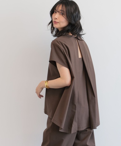 BARNYARDSTORM（バンヤードストーム）の「BARNYARDSTORM / リネンストレッチＡラインプルオーバー＜セットアップ対応＞（シャツ/ブラウス・レディース・ブラウン/ブラック・M/S）」の10枚目の写真