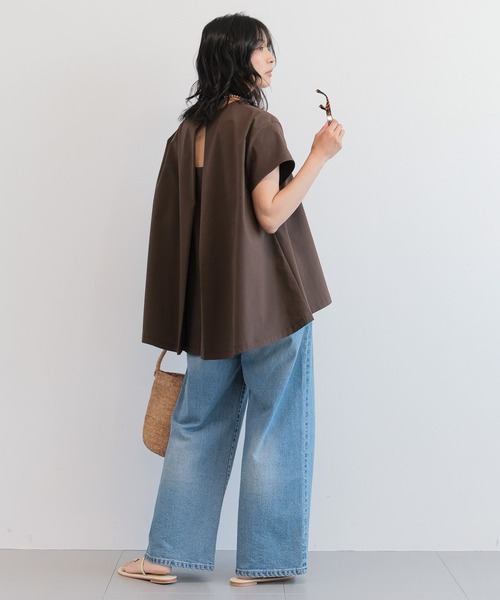 BARNYARDSTORM（バンヤードストーム）の「BARNYARDSTORM / リネンストレッチＡラインプルオーバー＜セットアップ対応＞（シャツ/ブラウス・レディース・ブラウン/ブラック・M/S）」の15枚目の写真