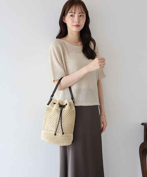 BLUEEAST（ブルーイースト）の「クロシェ2WAYかごバッグ（ショルダーバッグ・レディース・ブラウン/ベージュ・FREE）」の6枚目の写真