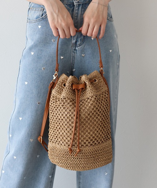 BLUEEAST（ブルーイースト）の「クロシェ2WAYかごバッグ（ショルダーバッグ・レディース・ブラウン/ベージュ・FREE）」の8枚目の写真