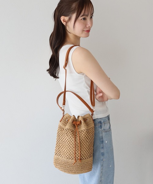 BLUEEAST（ブルーイースト）の「クロシェ2WAYかごバッグ（ショルダーバッグ・レディース・ブラウン/ベージュ・FREE）」の10枚目の写真